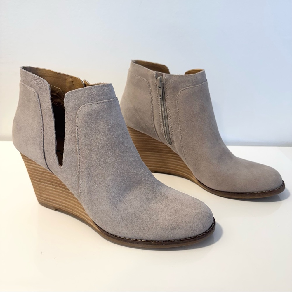 Lucky Brand Suede Wedge Booties - Size 9M